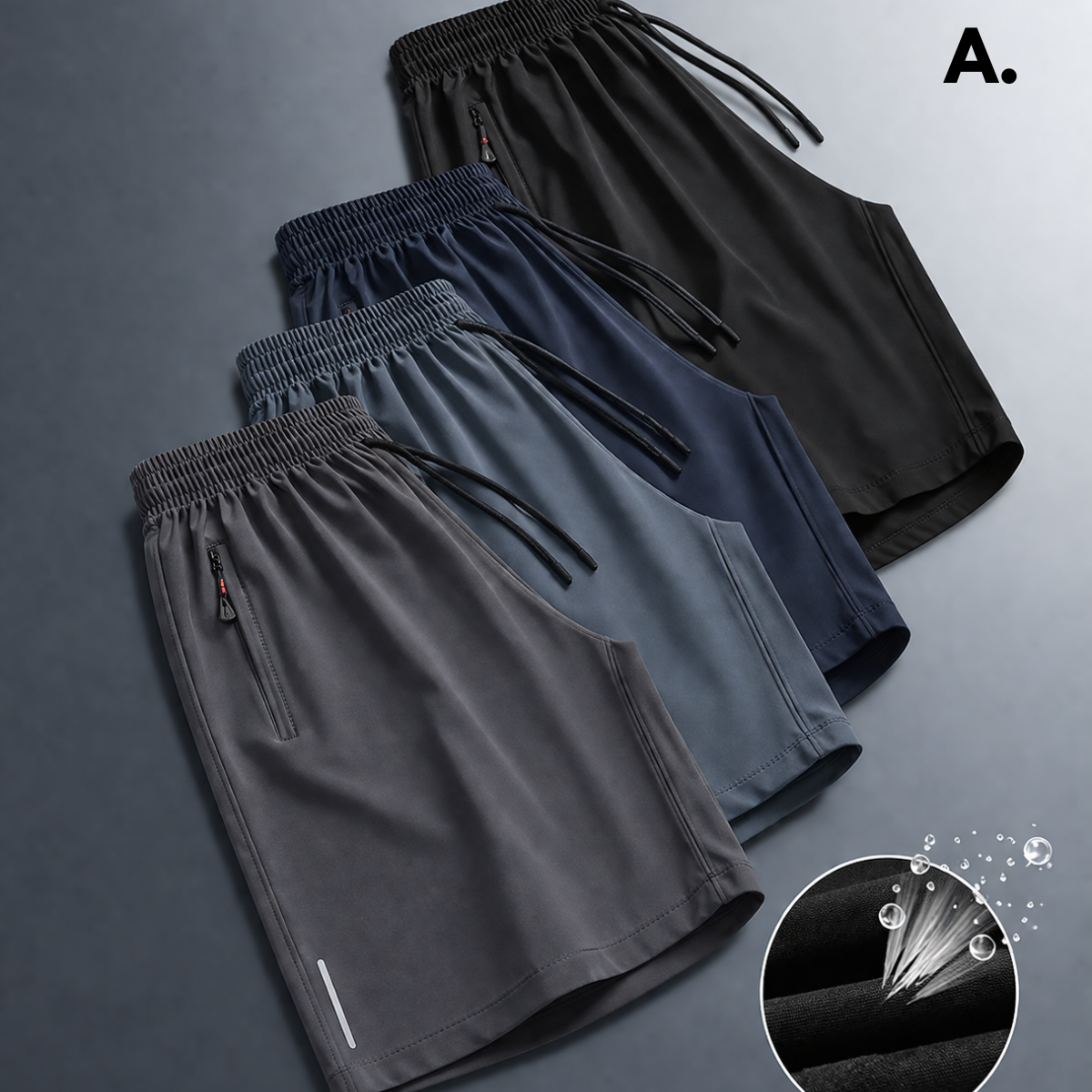 [Pague 2 Leve 4] Bermudas Dry Fit Premium Secagem rápida, Bolso com Zíper e Ajuste Anatômico + FRETE GRÁTIS