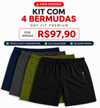 [Pague 2 Leve 4] Bermudas Dry Fit Premium Secagem rápida, Bolso com Zíper e Ajuste Anatômico + FRETE GRÁTIS