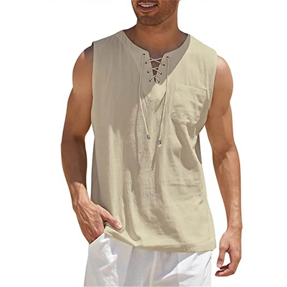 Camisa Regata Masculina de Linho Marenzzo
